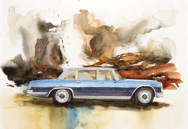 강민석 Minseok Kang, Mercedes-Benz 600 — 프랑스 수채지 위 투명한 물성으로 담은 레이싱 카의 질주, Watercolor on France Paper