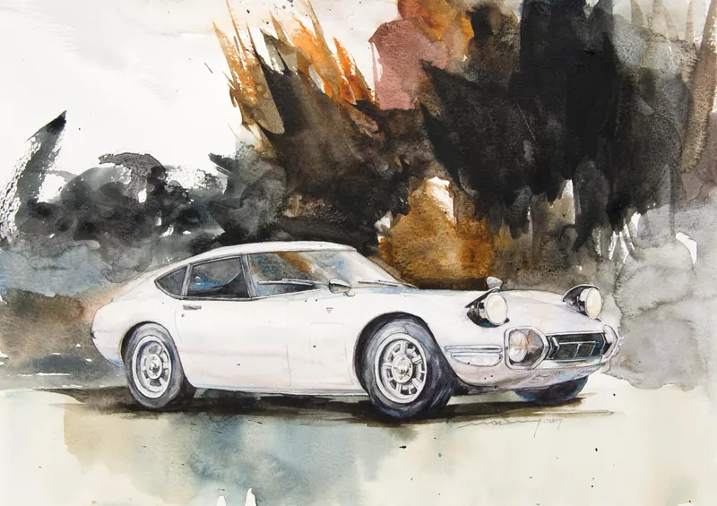 강민석 Minseok Kang, Toyota 2000GT — 프랑스 수채지 위 투명한 물성으로 담은 레이싱 카의 질주, Watercolor on France Paper