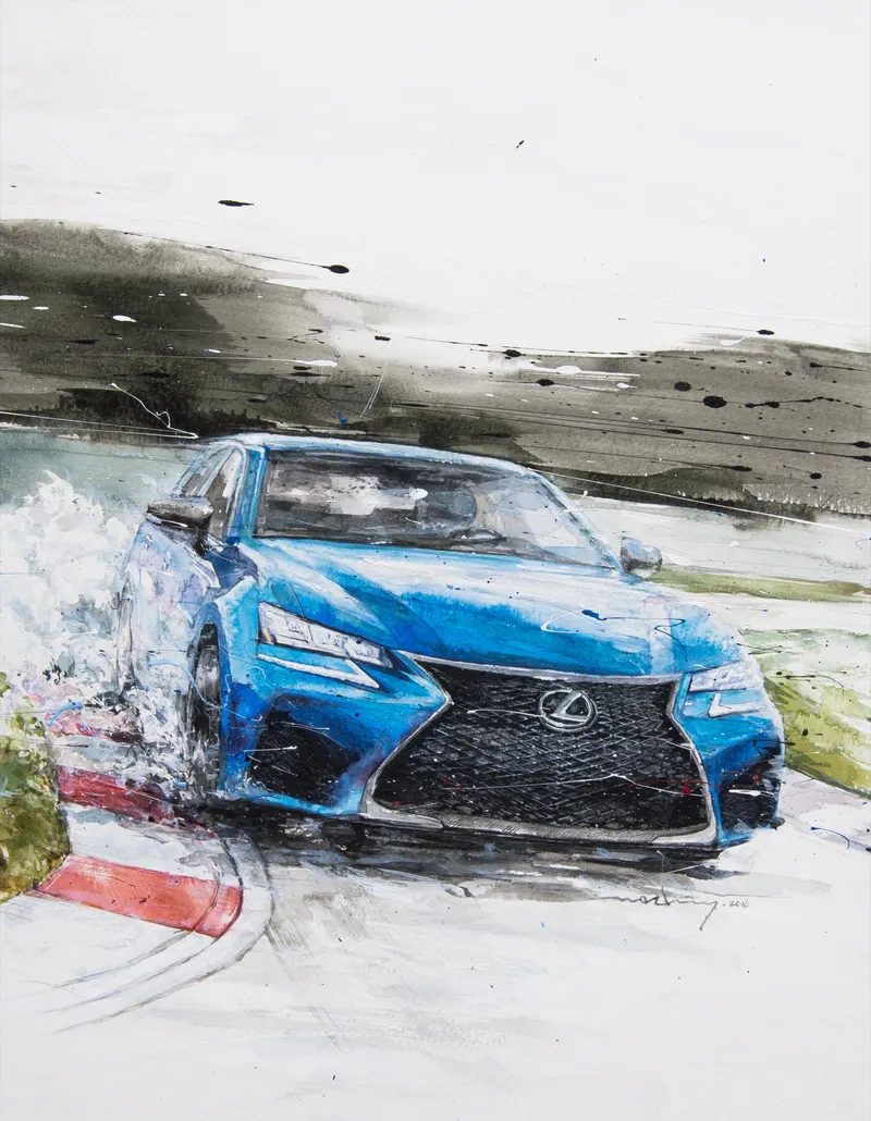 Minseok Kang, Lexus GS F — The form and light of cars realized in delicate watercolor brushwork, Watercolor on Paper