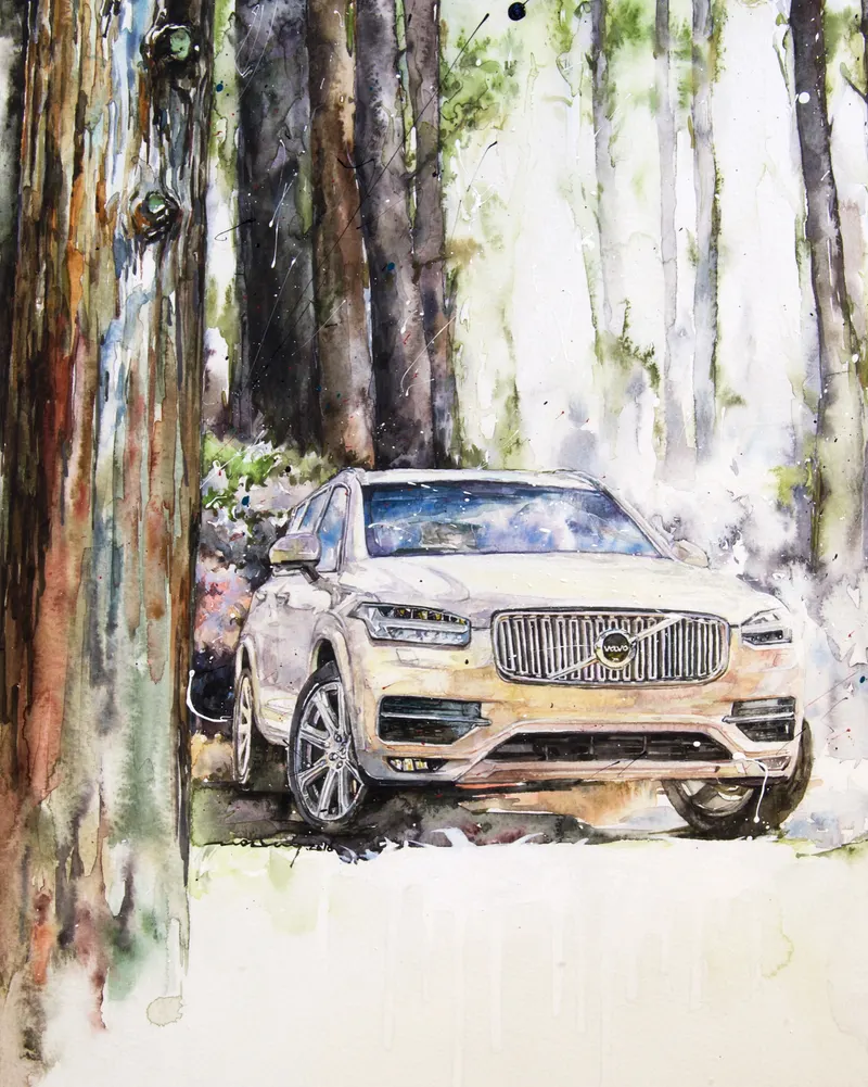 Minseok Kang, Volvo XC90 NO.1 (2016) — The form and light of cars realized in delicate watercolor brushwork, Watercolor on Paper