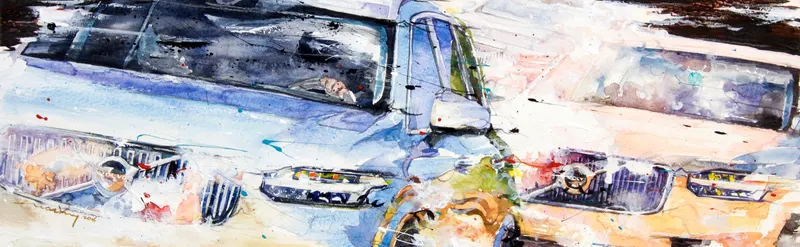 Minseok Kang, Volvo XC90 NO.3 (2016) — The form and light of cars realized in delicate watercolor brushwork, Watercolor on Paper