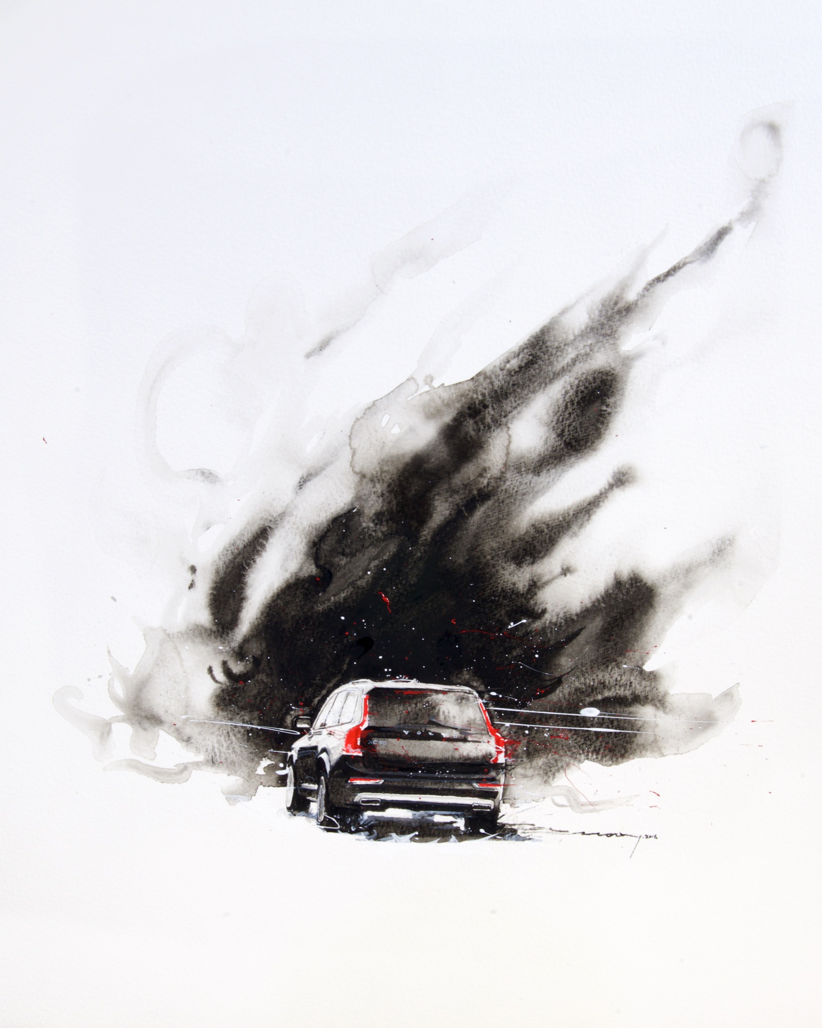 Minseok Kang 강민석 Volvo XC90 NO.4 모터매거진 수채화 28×36cm Watercolor on Paper 2016 Korean contemporary art automotive fine art 모터매거진 수채화 Motor Magazine watercolor Volvo XC90 art