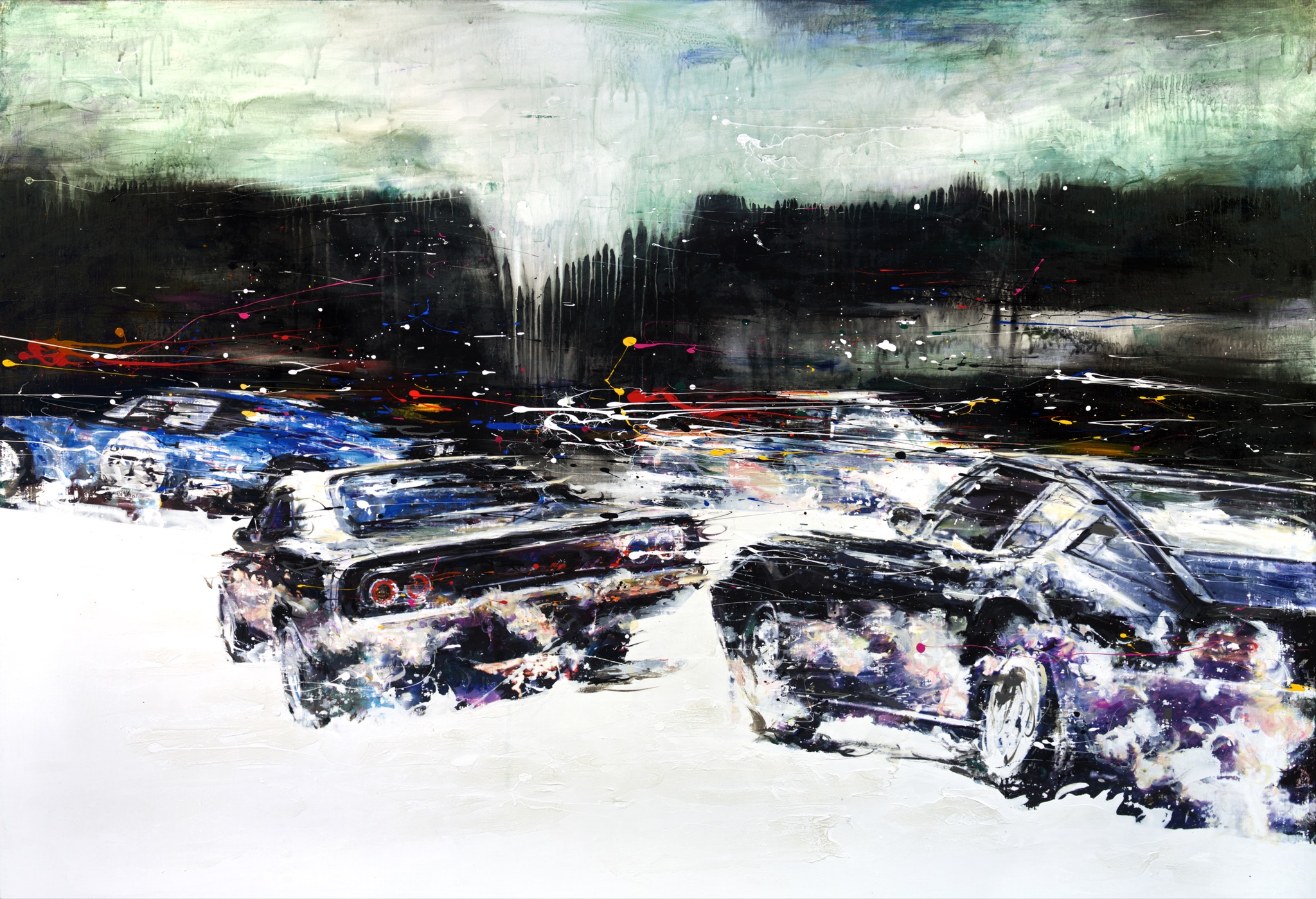 Minseok Kang 강민석 White Hole R side 화이트홀 112×165cm Mixed Media 2015 Korean contemporary art automotive fine art 화이트홀 White Hole energy explosion art