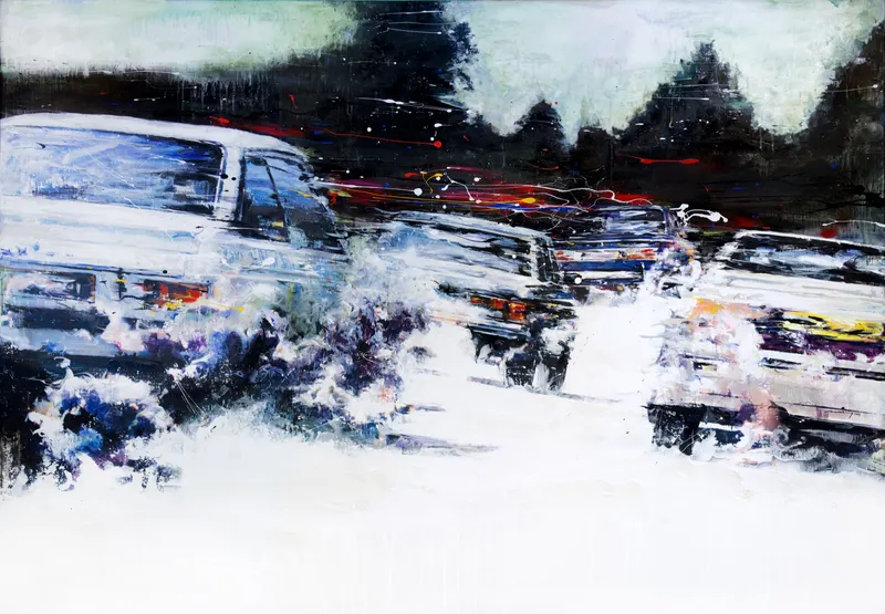 Minseok Kang, White Hole L side (2015) — An energy burst in thick texture, light set against darkness, Mixed Media