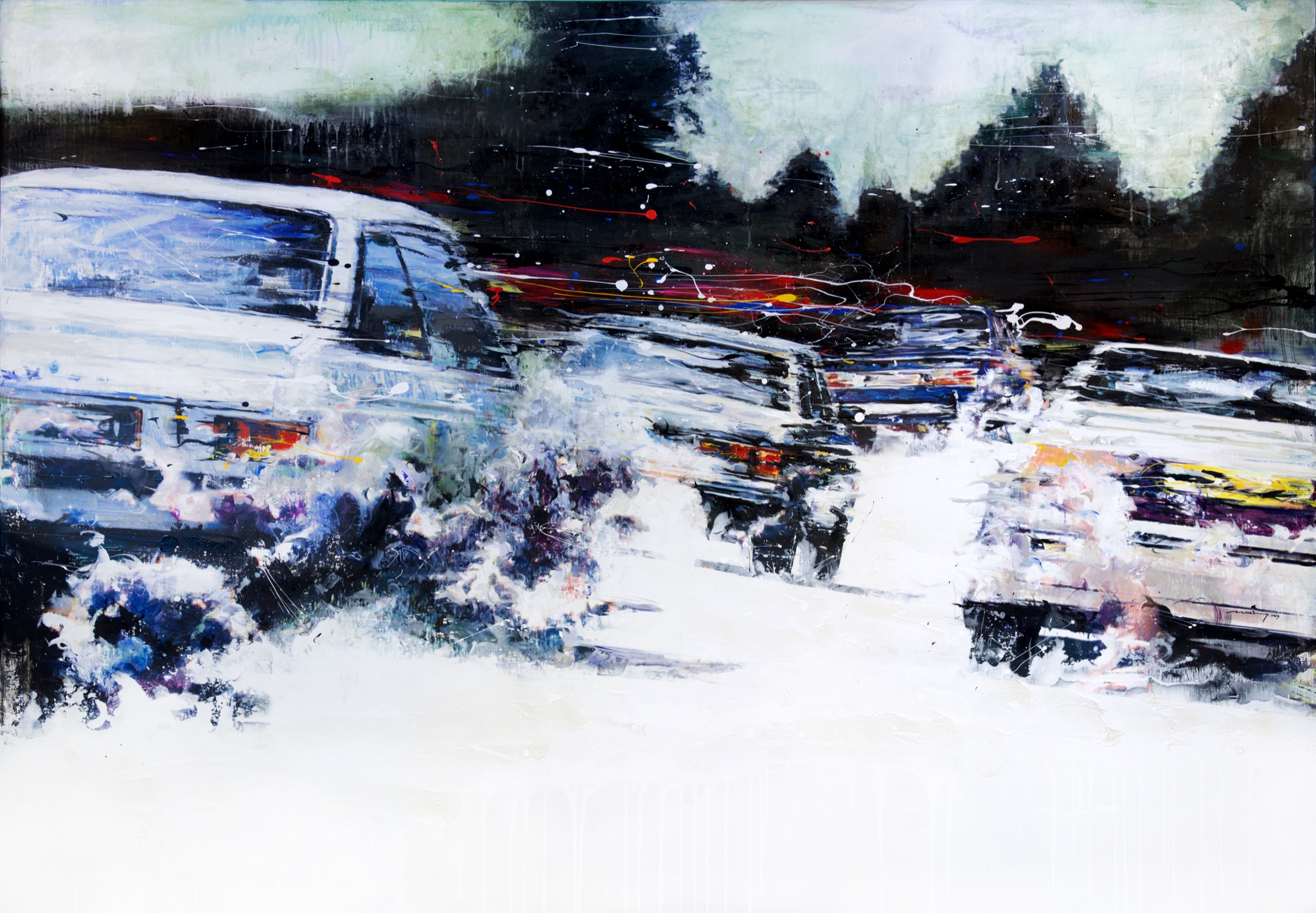 Minseok Kang 강민석 White Hole L side 화이트홀 112×165cm Mixed Media 2015 Korean contemporary art automotive fine art 화이트홀 White Hole energy explosion art