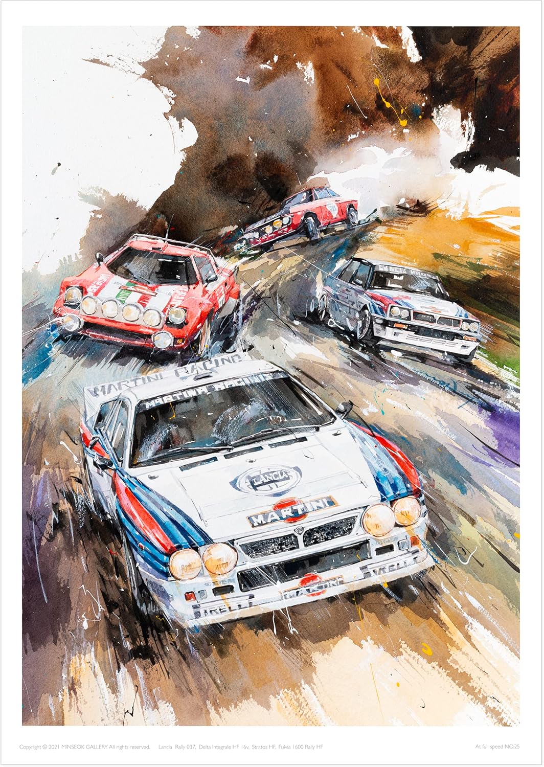 MINSEOK® 아트 포스터 Brown Scenery Dynamic Rally Sports Cars — Minseok Kang art poster A2 A3
