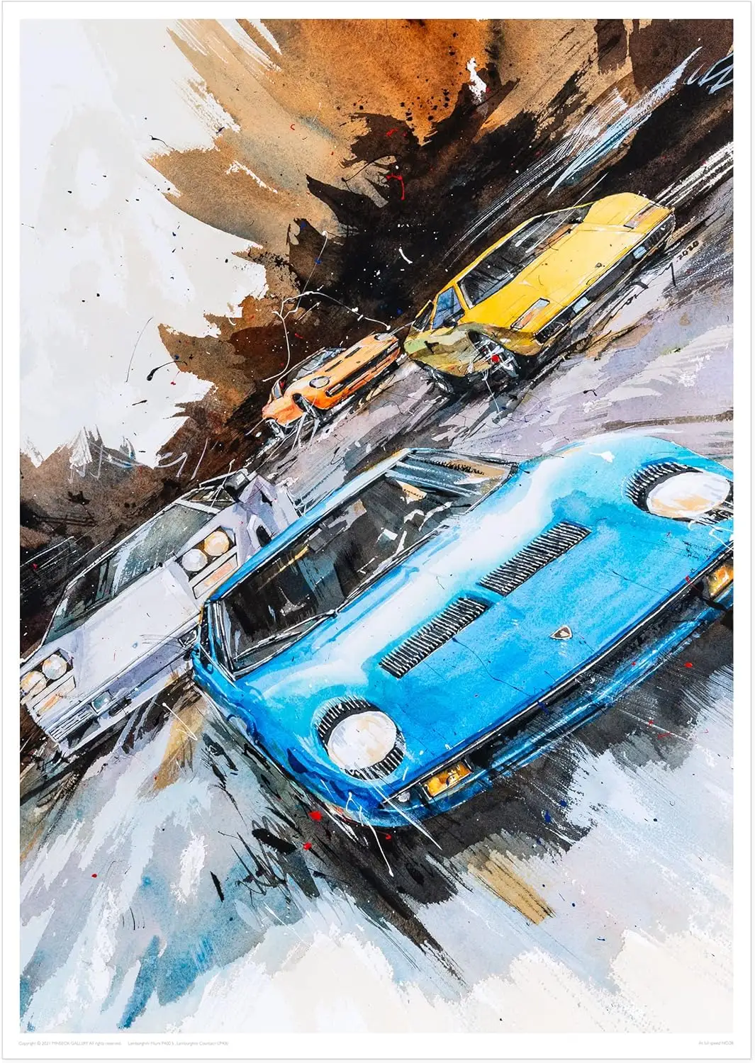 MINSEOK® art poster Dynamic Vintage Beautiful Cool Supercars — watercolor car art by Minseok Kang, A2 A3