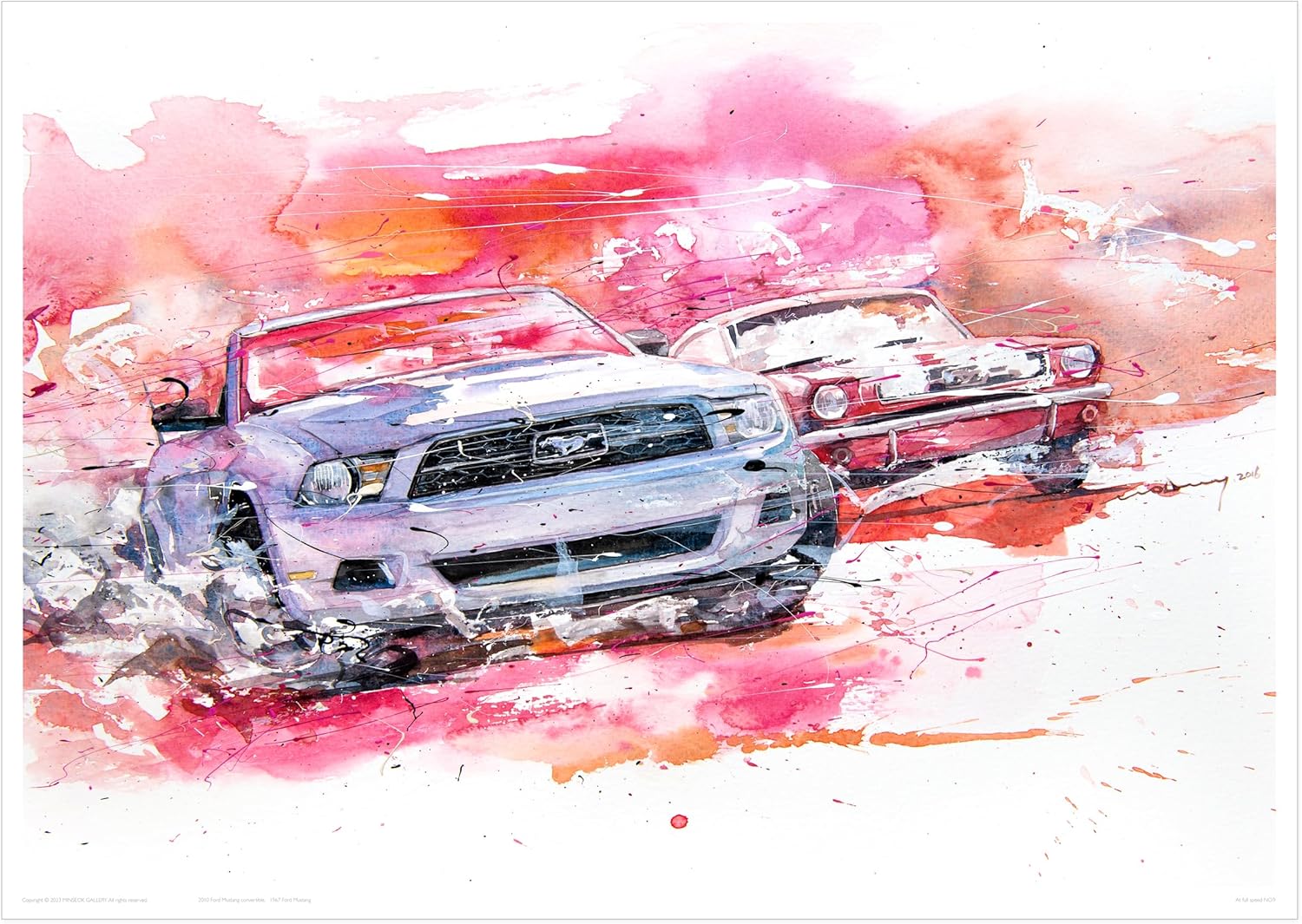 MINSEOK® 아트 포스터 Pink Classic Muscle Cars — Minseok Kang art poster A2 A3