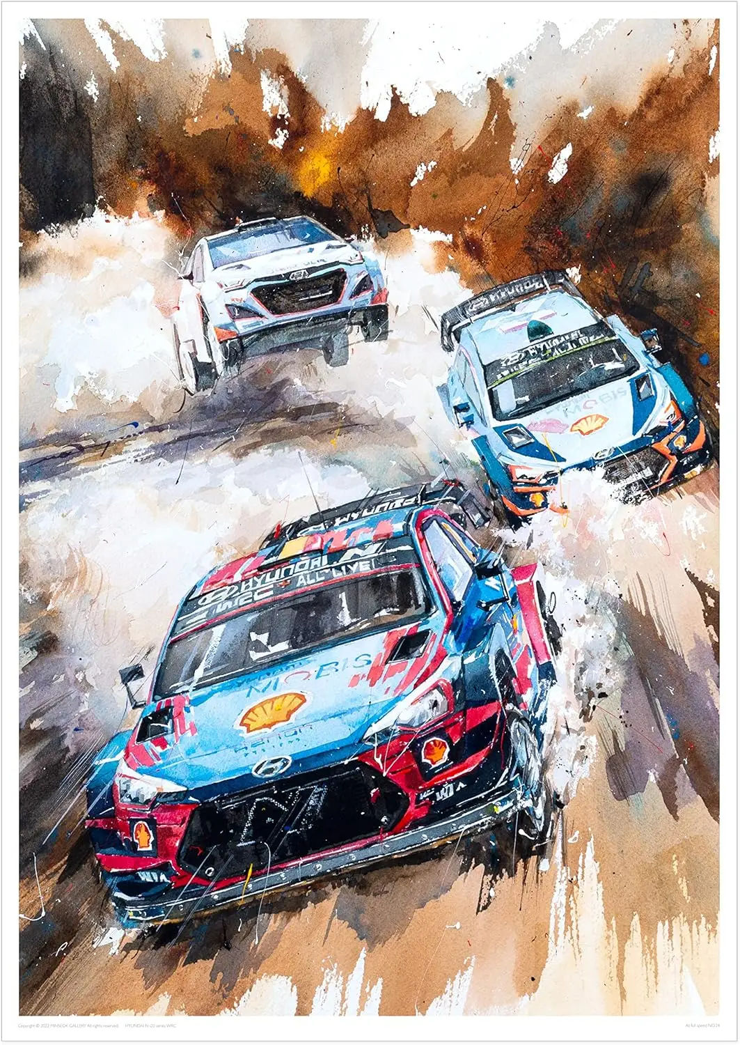 MINSEOK® art poster Strong Dynamic Rally Sports Cars — watercolor car art by Minseok Kang, A2 A3